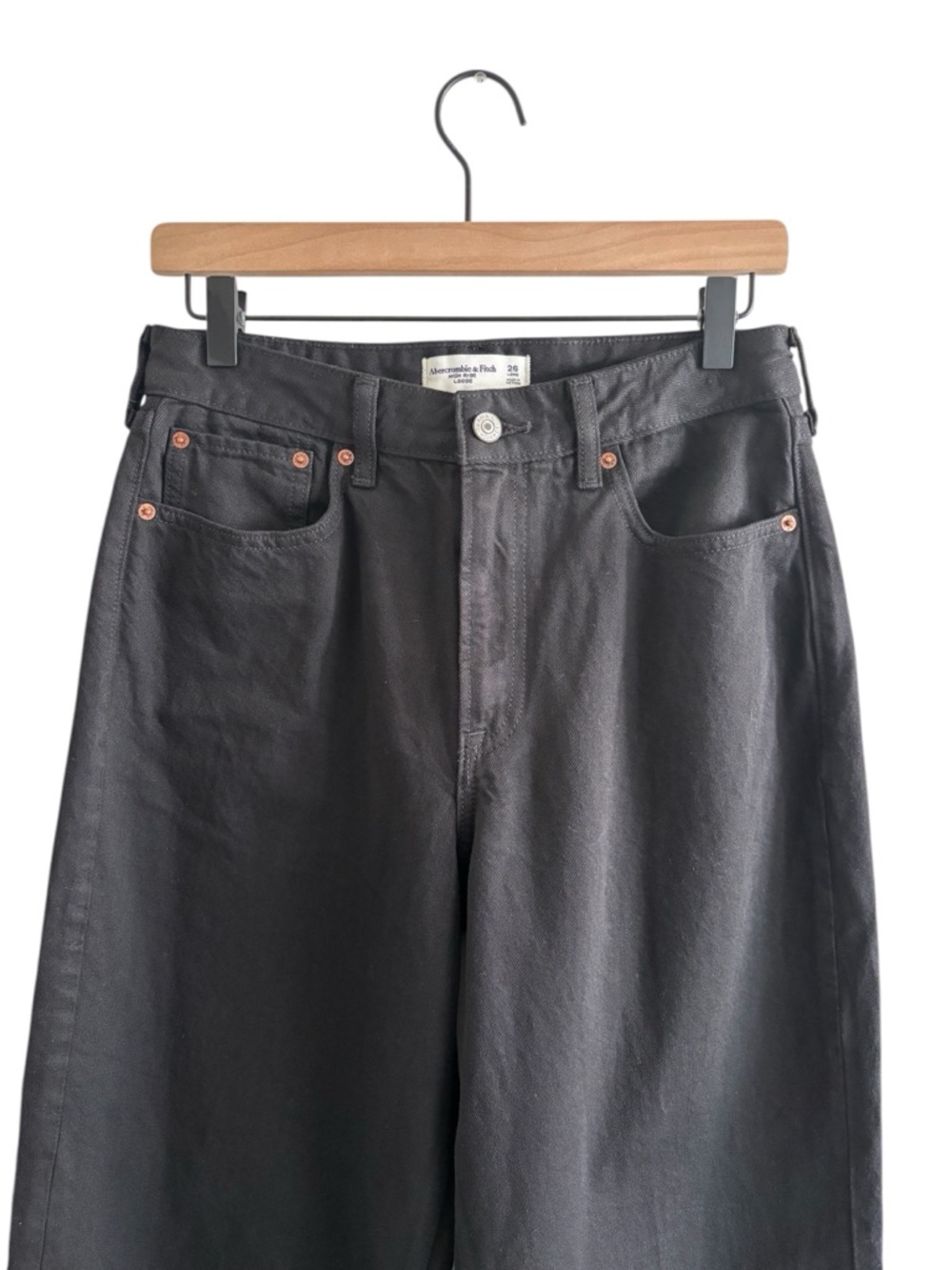 Abercrombie Fitch Curve Love Black Jeans High Rise Loose Stretch Casual 26 Long - Picture 3 of 16